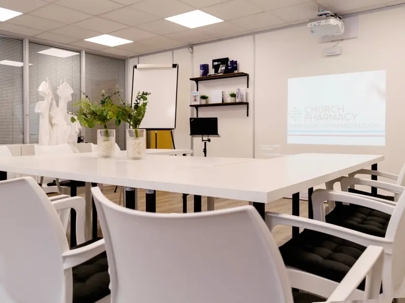 Training room for Healthcare Professionals training with relaxed environment and projector